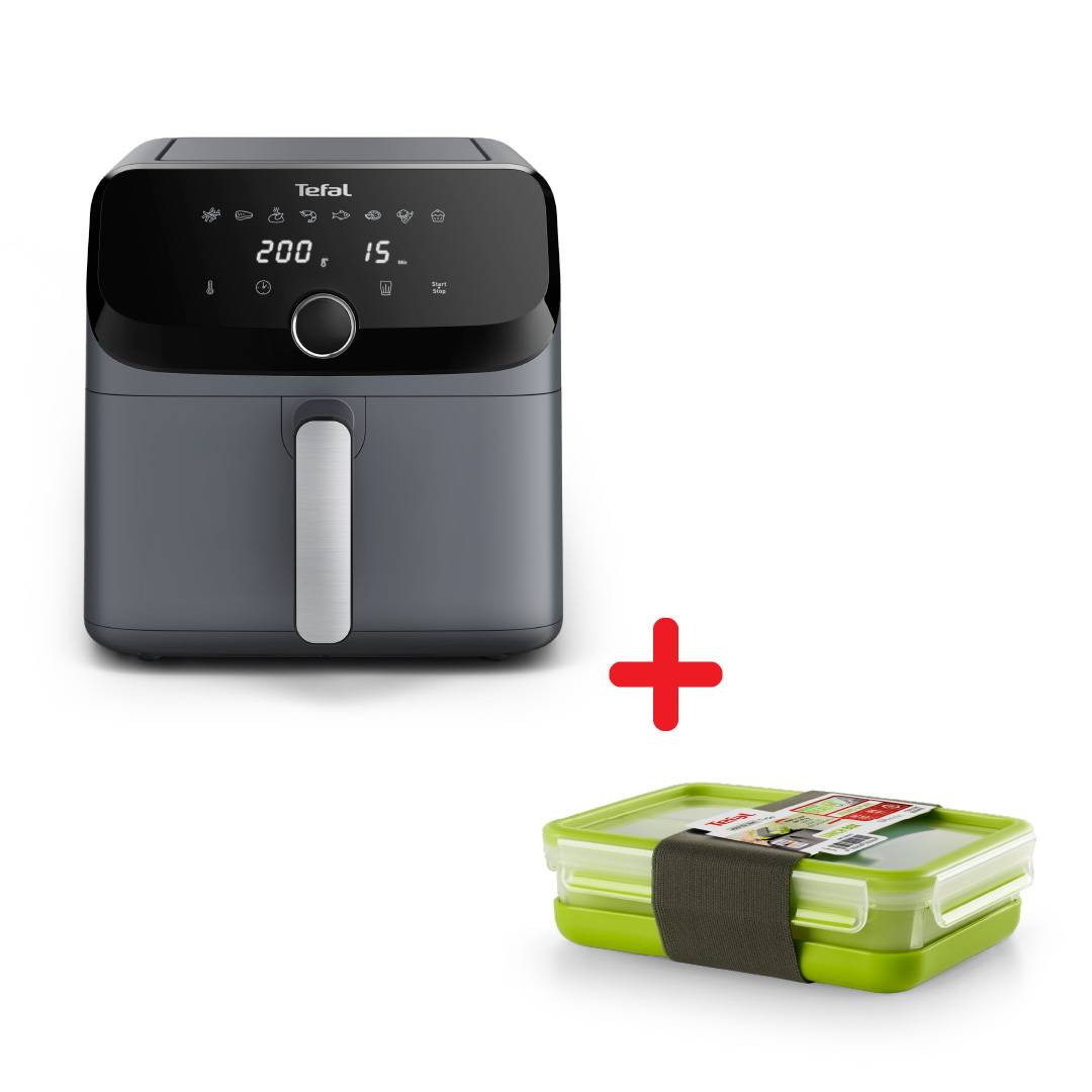 Пакет Уред за готвене с горещ въздух Easy Fry Mega 7.5 L с 8 автоматични програми и Кутия за Обяд 1.2л. с 3 разделителни приставки