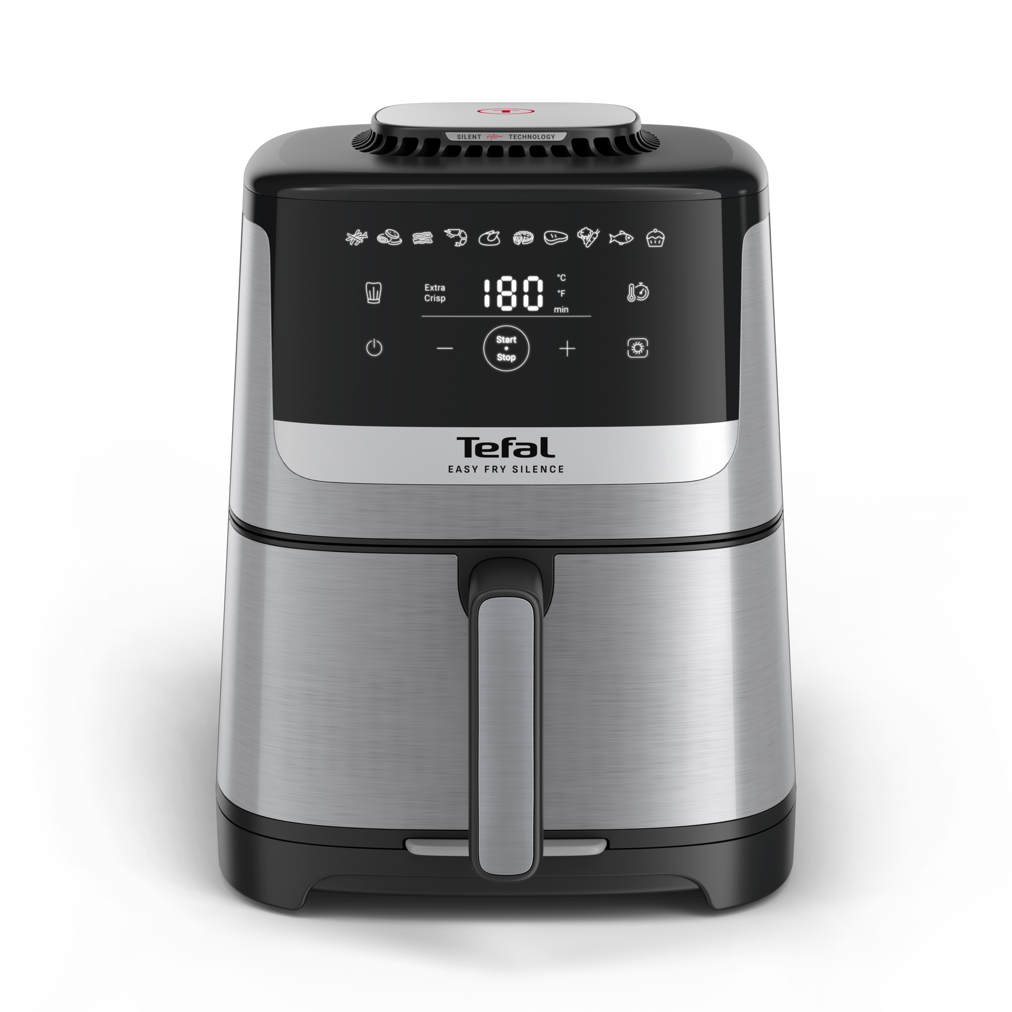 Уред за готвене с горещ въздух Tefal Easy Fry Silence EY552DE0, 5 L, Silent Technology, Easy Clean & Store, неръждаема стомана