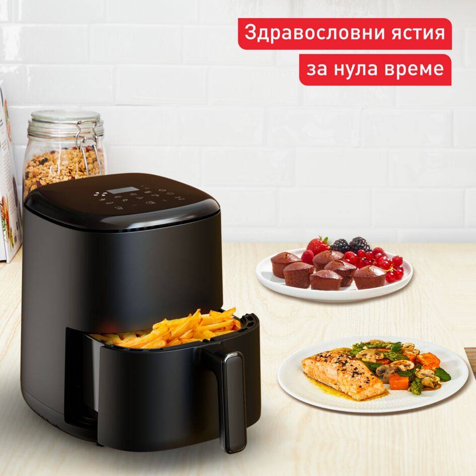 Easy Fry Compact, Уред за готвене с горещ въздух EY145810, 3л., Черен