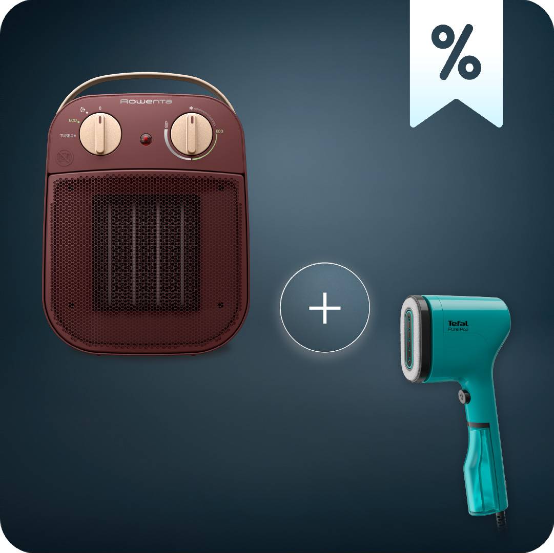 Пакет Мощен и Безшумен Отоплителен уред My Nomad с Eco режим и Ръчен уред за гладене Pure Pop DT2024