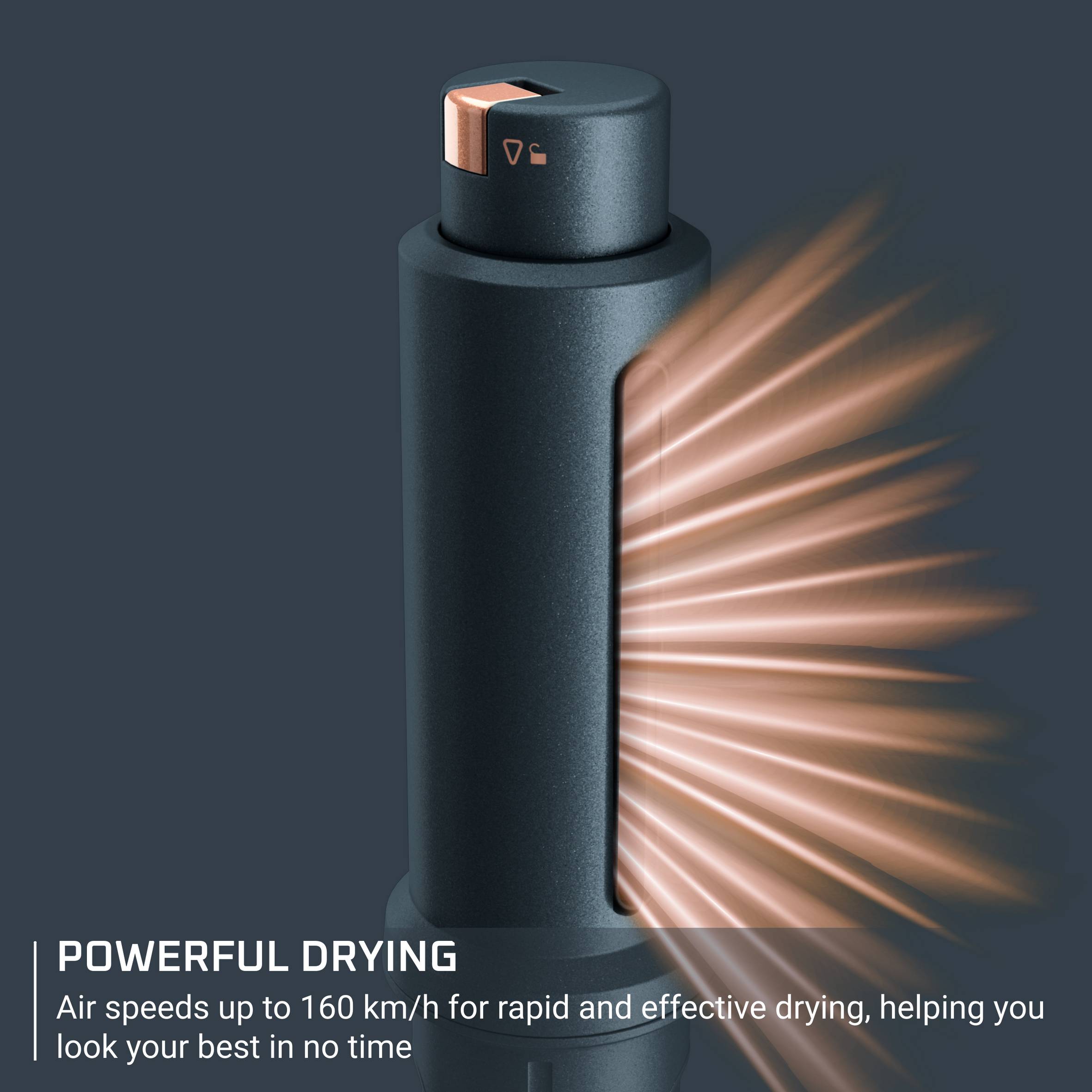 Air Rotate, Въртяща се четка с горещ въздух, Високоскоростен мотор,  8 комбинации от скорост/температура