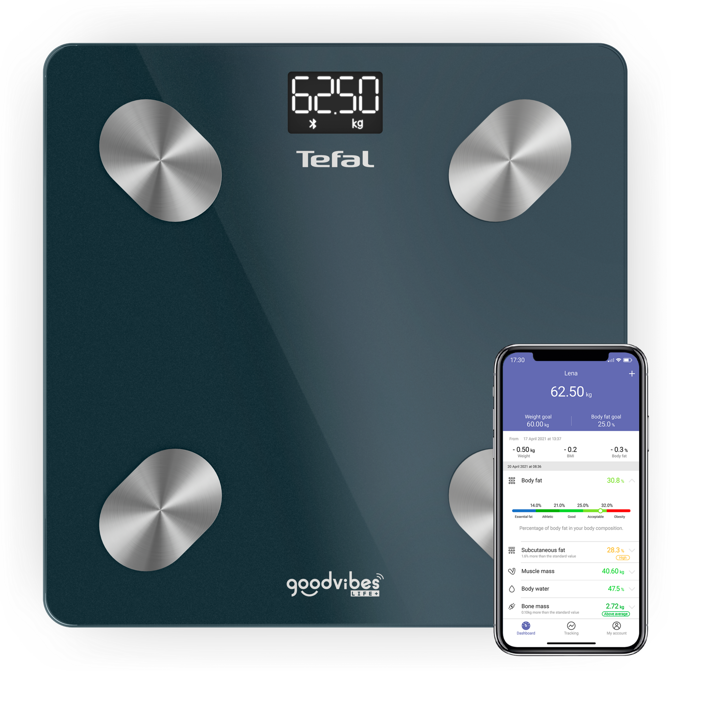 Интелигентна персонална везна Goodvibes Life + BM9620S1, 10 Показателя на тялото, до 180кг.