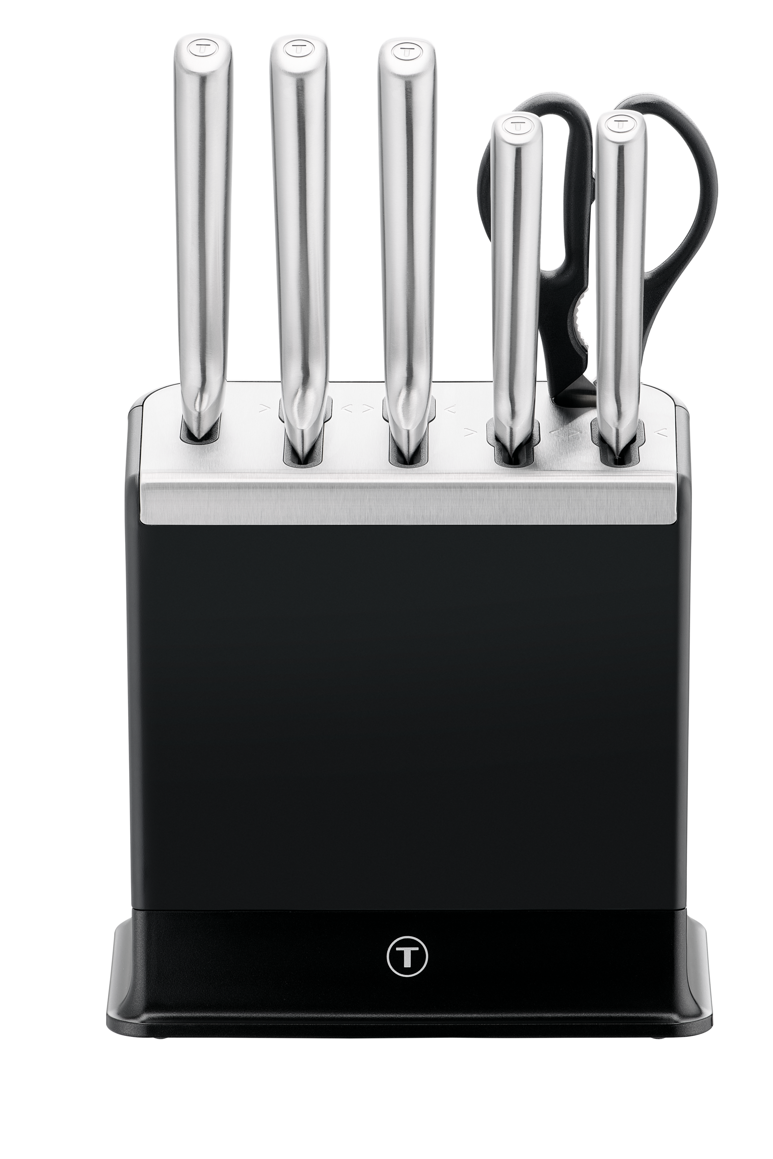 EverSharp Stainless Steel 6-Pc Knife Set and Block with Sharpener
