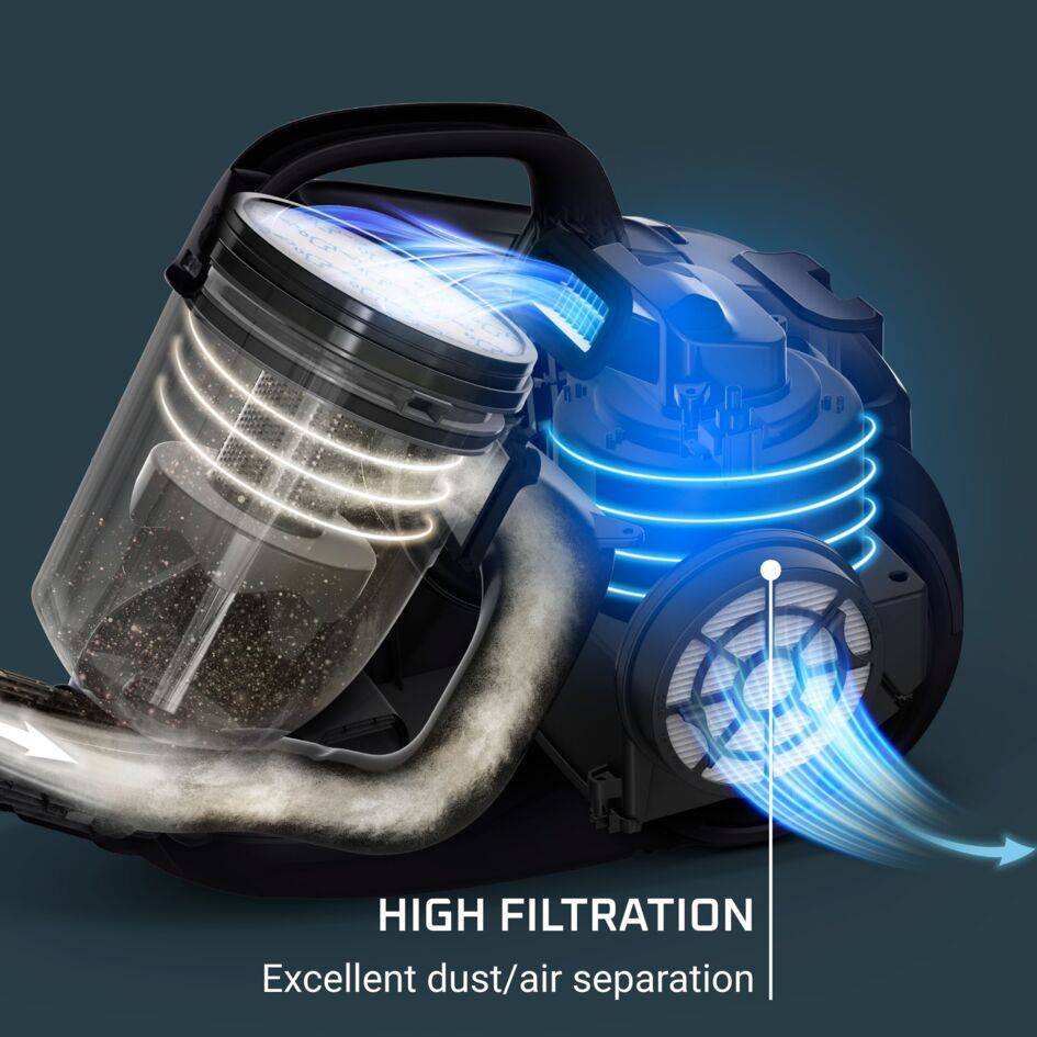 Rowenta Compact Power Cyclonic Bagless Vacuum Cleaner, Classic Kit, Advanced Filtration, Great Dust Pick-Up, Compact Design,RO3721EA