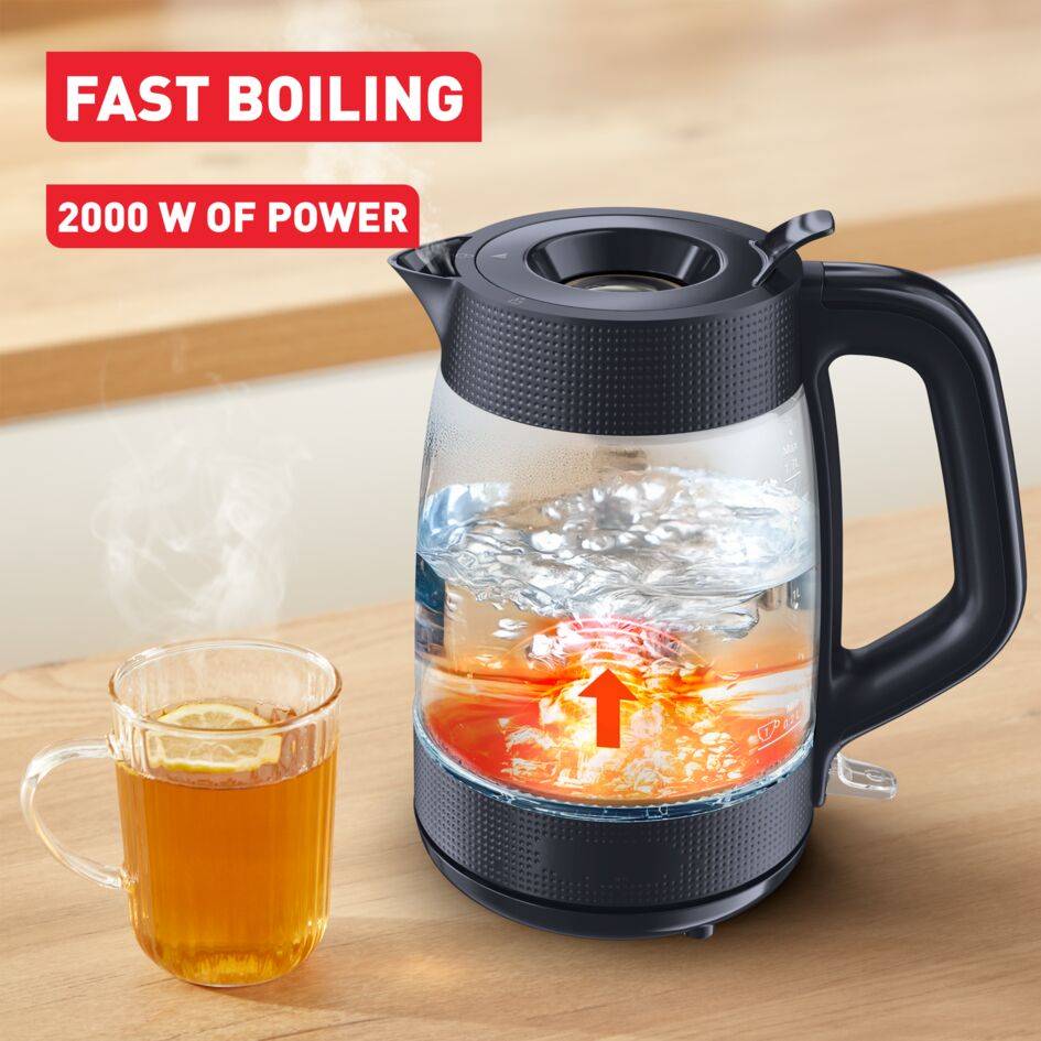 Morning Glass Kettle, Electric Kettle 1.7 L, Fast Heating, Easy Fill