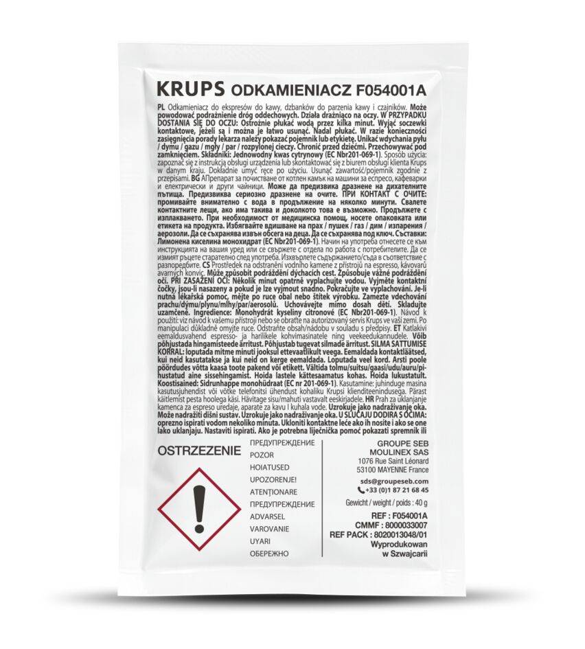 Комплект от 2 прахообразни препарата за отстраняване на котлен камък F054001A