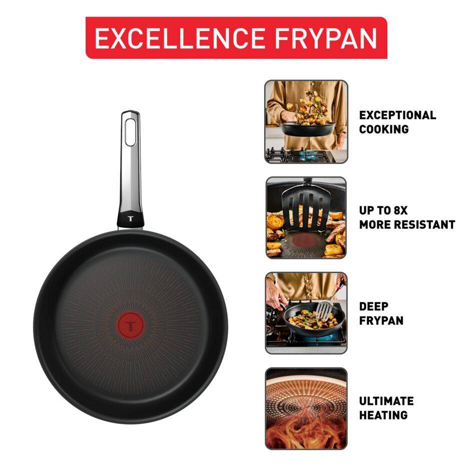 Excellence, тиган 28 см, издръжливо незалепващо покритие, съвместимост с индукционни котлони, за 4-5 порции