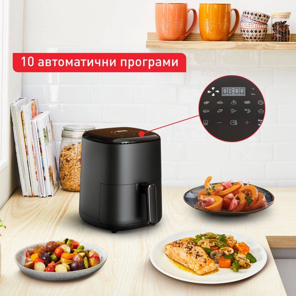 Easy Fry Compact, Уред за готвене с горещ въздух EY145810, 3л., Черен