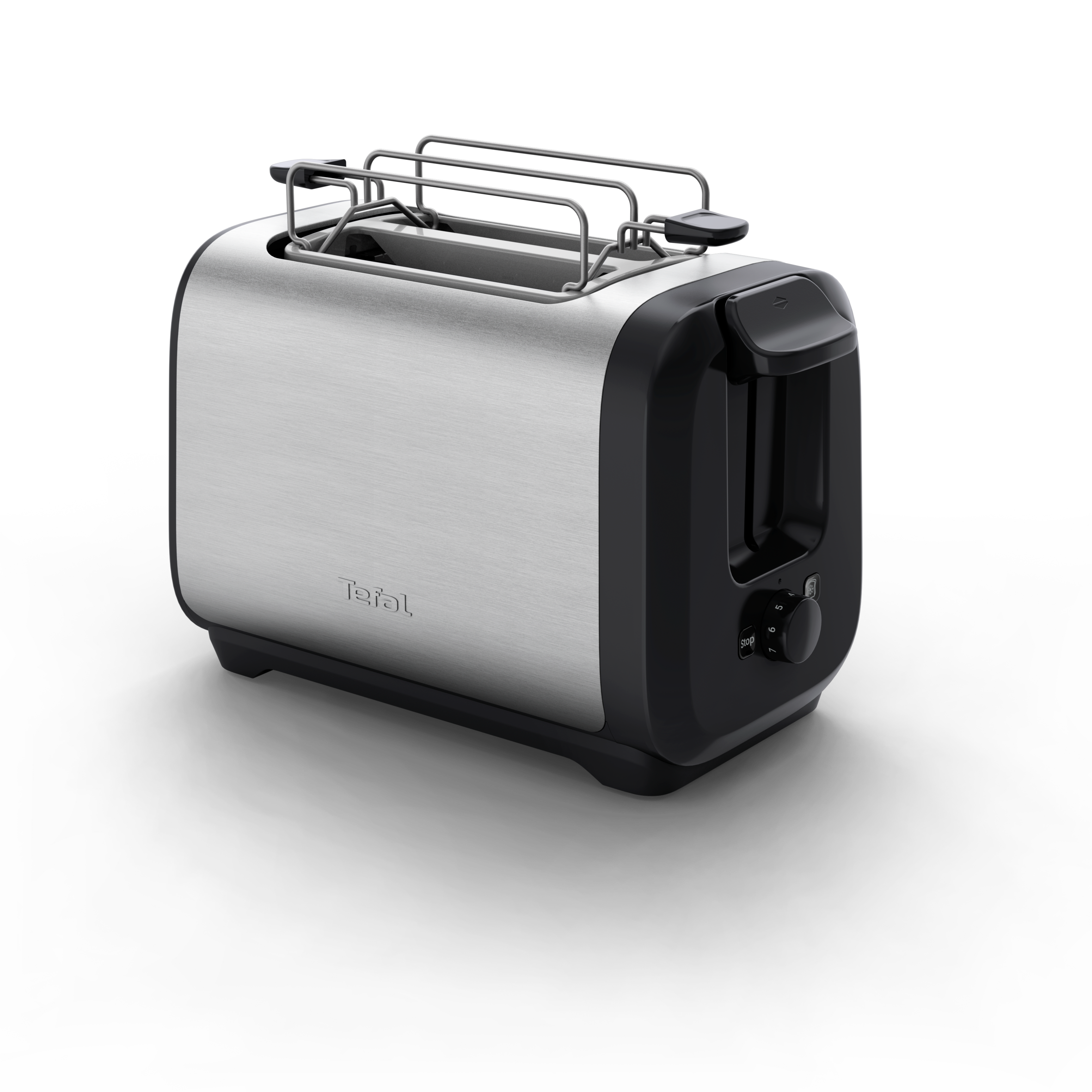 Subito, 2-Slot Toaster with Bun Warmer, Faster Toasting, Black & Inox