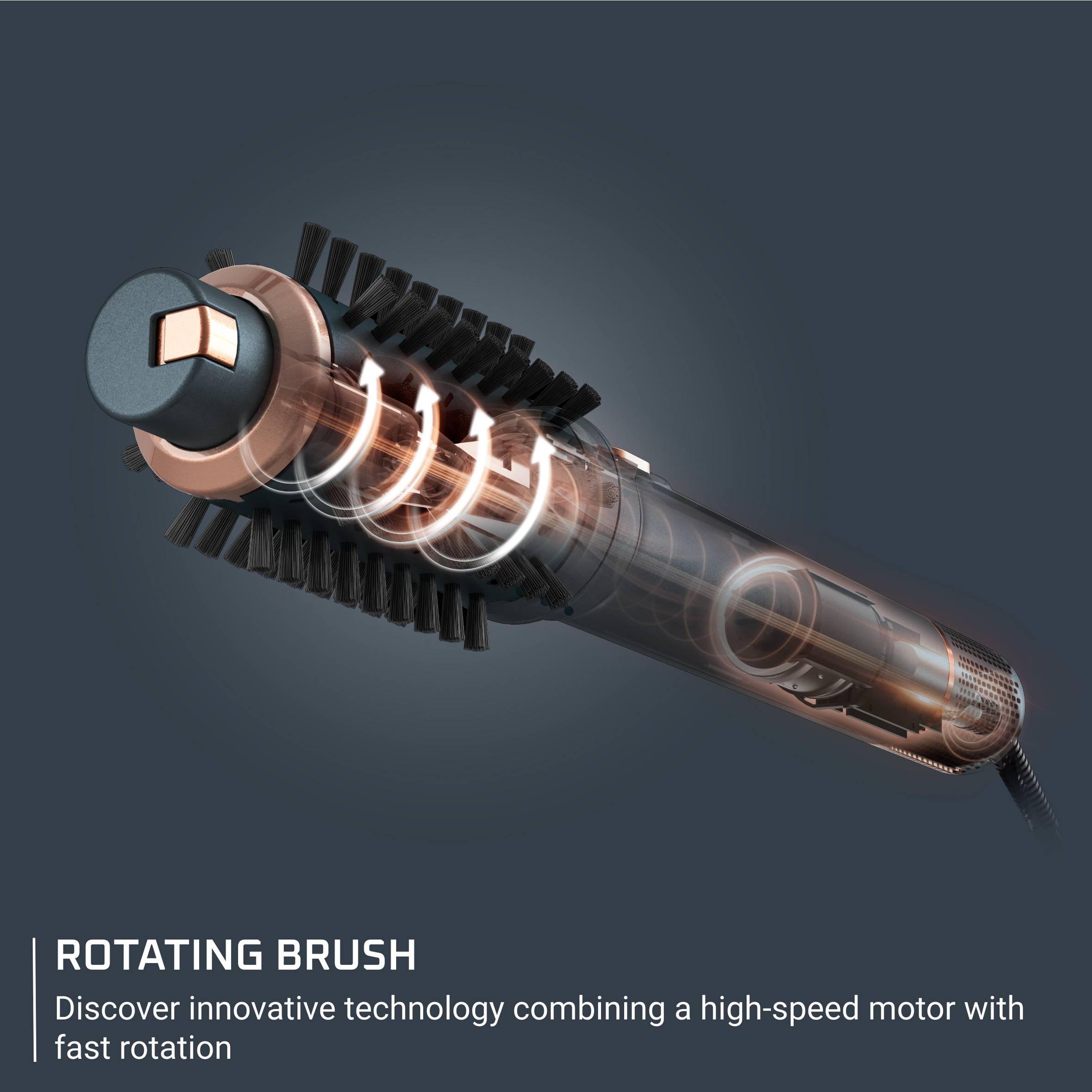Air Rotate, Въртяща се четка с горещ въздух, Високоскоростен мотор,  8 комбинации от скорост/температура