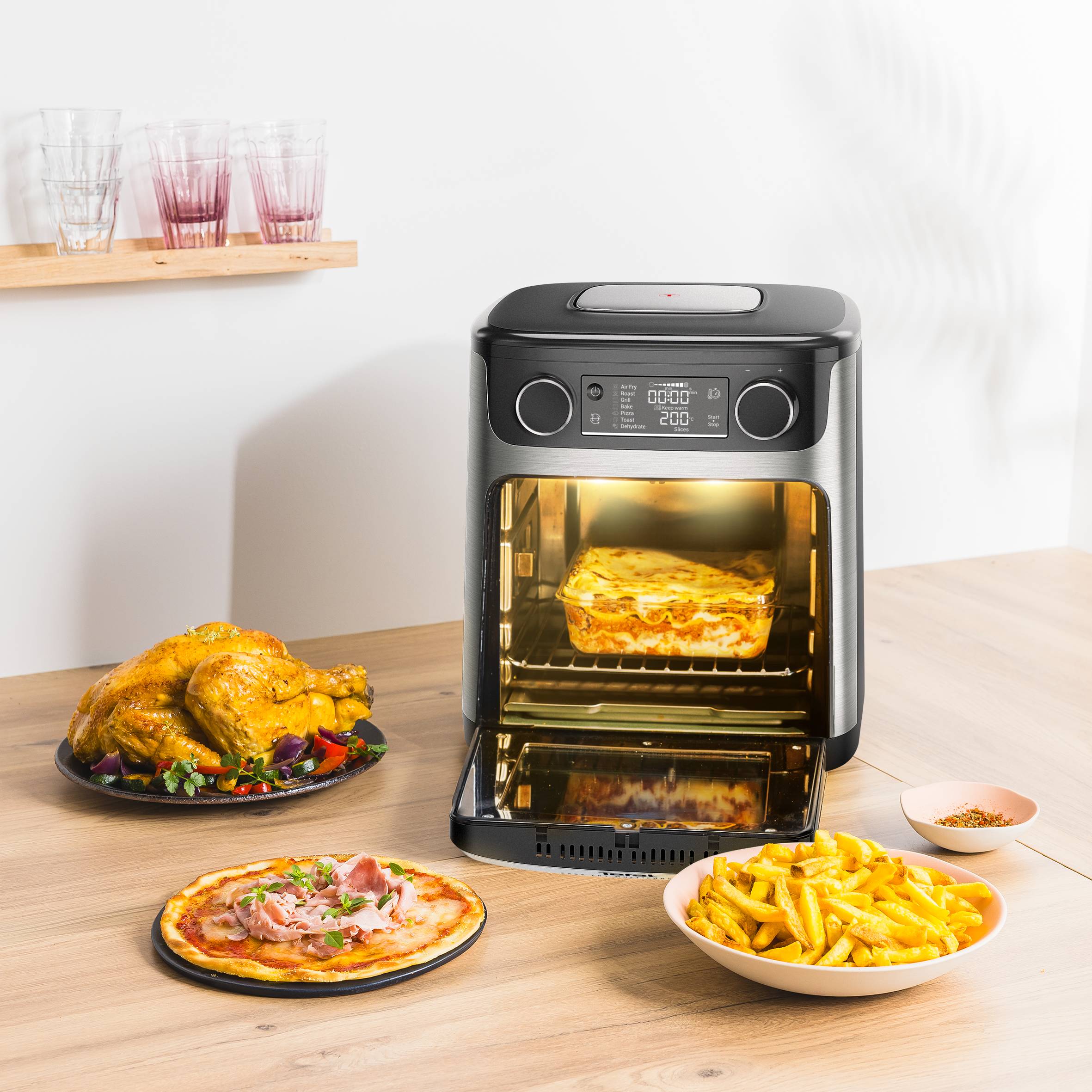 Фритюрник с горещ въздух Tefal Easy Fry Multifunction FW556DE0, 15 л. вместимост, 6 програми, повторно затопляне, незалепващо покритие, 1800W - характеристика 1