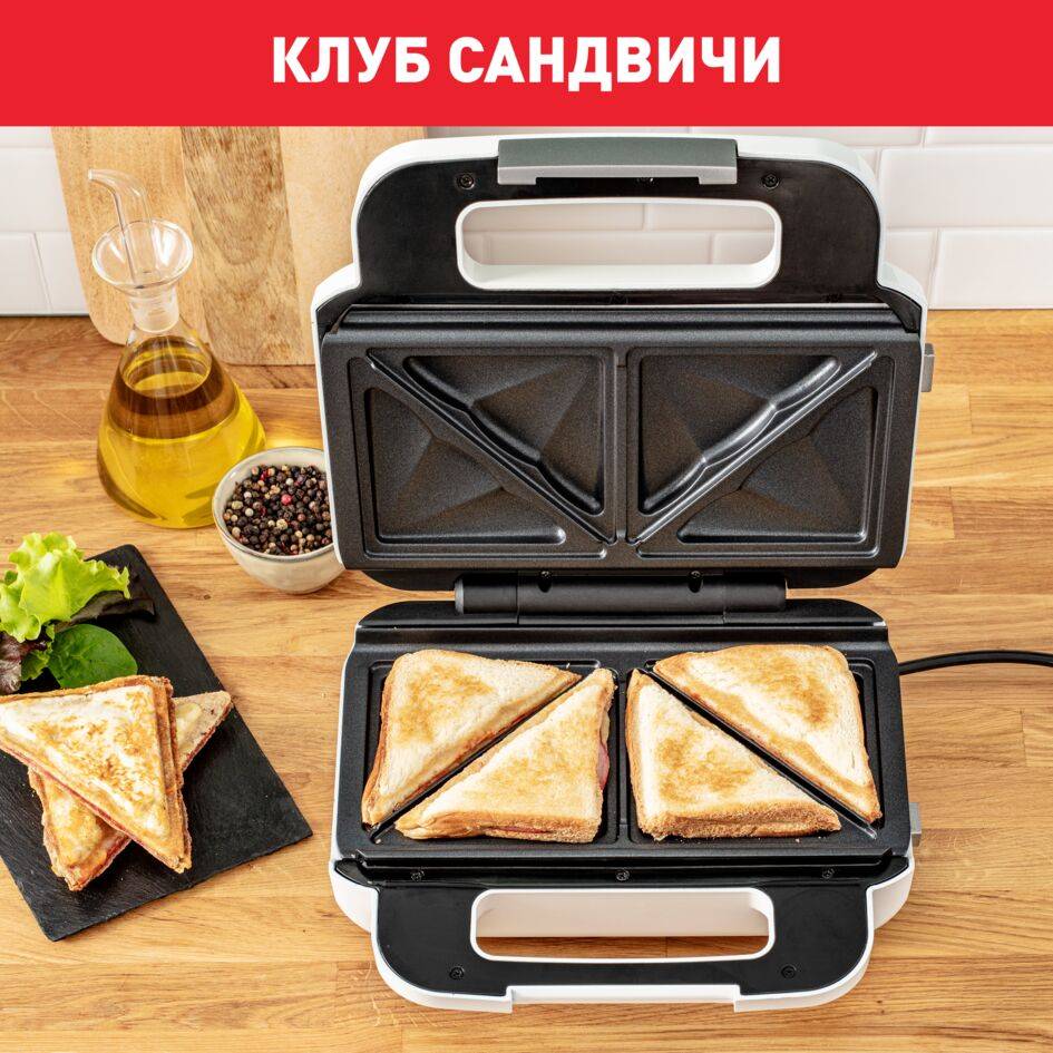 Snack XL, Сандвич-Тостер SW701110, 850&nbsp;W, 2 комплекта плочи (гофрета и сандвич)
