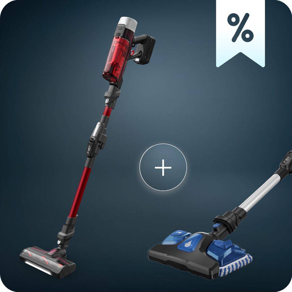 Пакет Безкабелната прахосмукачка X-Force Flex 9.60 Complete, Deep-Cleaning Power и Миеща четка Aqua Slim с 2 кърпички за прахосмукачка X-Force 9.60