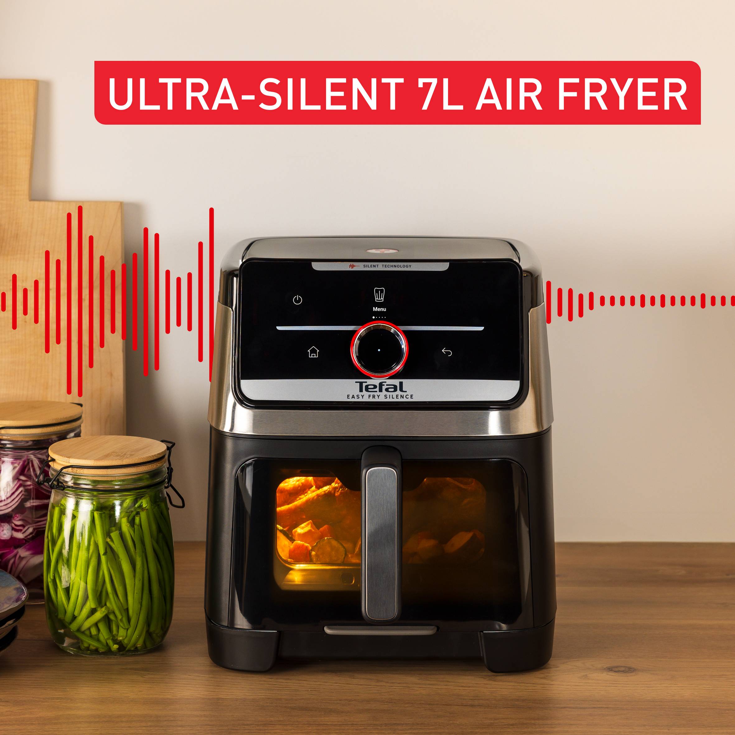 Уред за готвене с горещ въздух Easy Fry Silence 7L, тих и компактен, с подвижен преден панел на чекмеджето