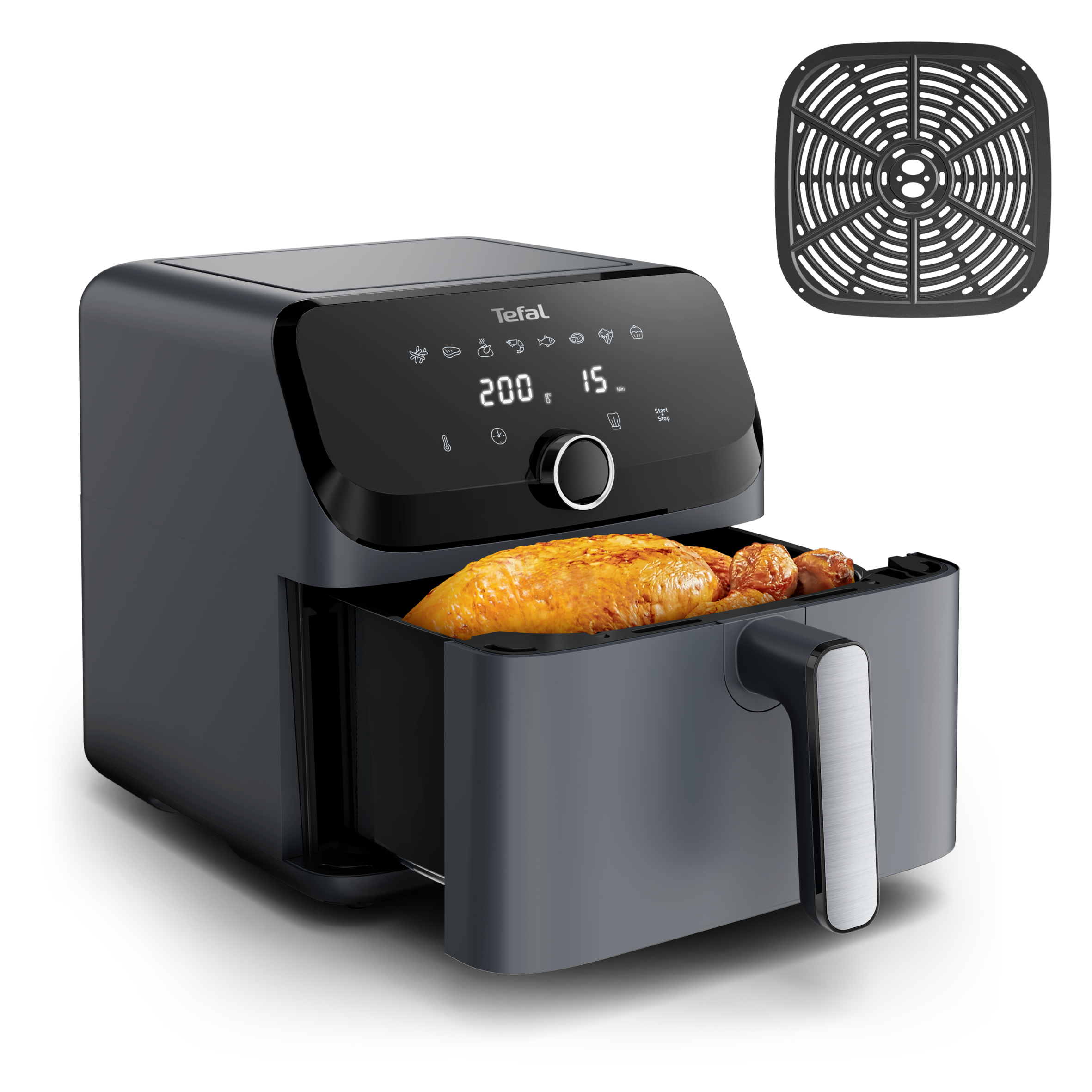 Easy Fry Mega, Уред с горещ въздух, Изключително голяма вместимост 7.5 L, 8 автоматични програми