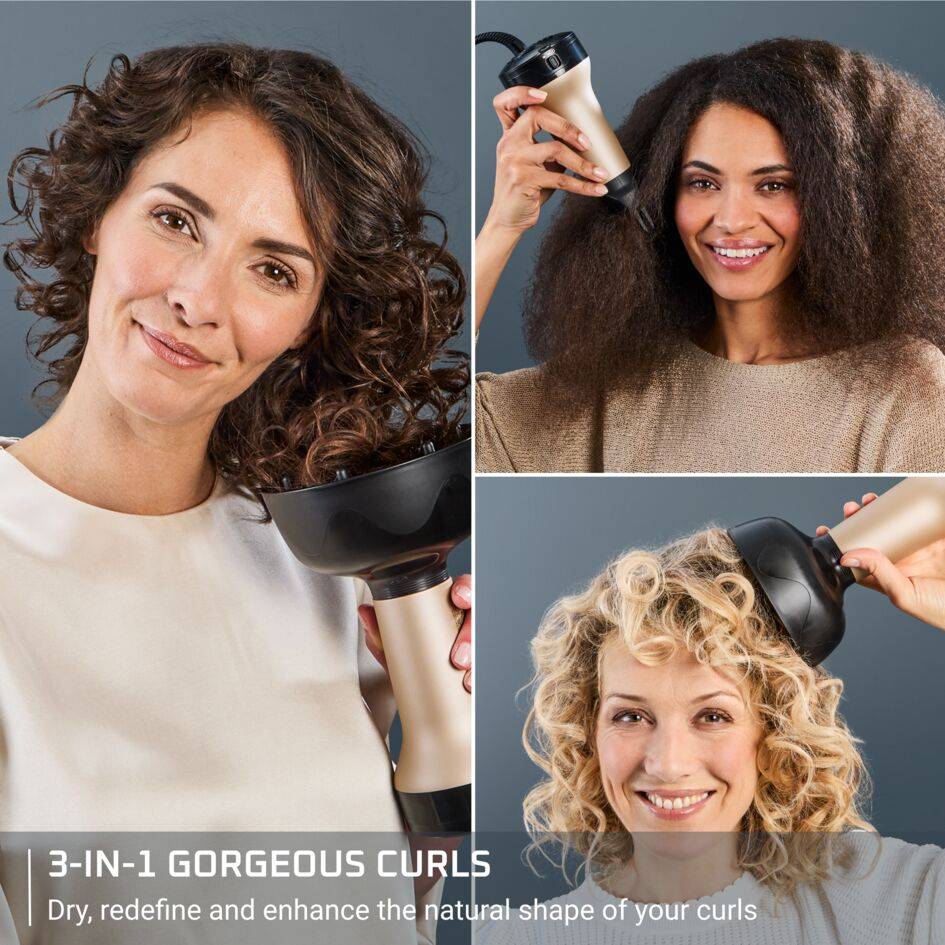 Curl Harmony, 3 в 1 дифузер с горещ въздух за къдрава коса