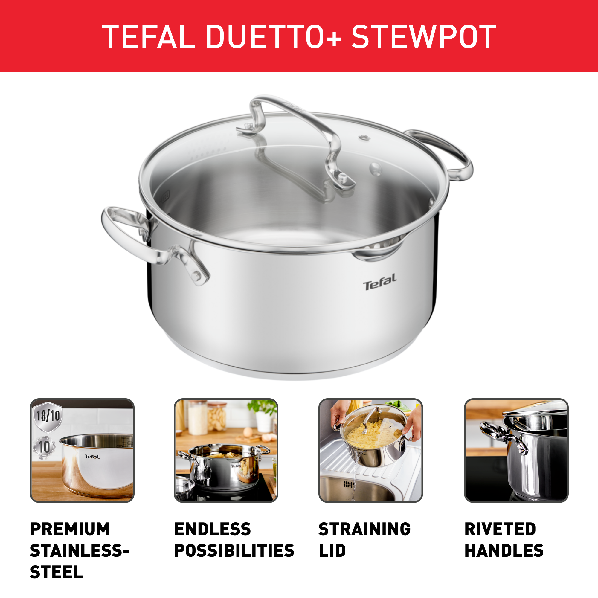 Duetto+ Stewpot 20cm, 10-years guarantee, Premium stainless-steel