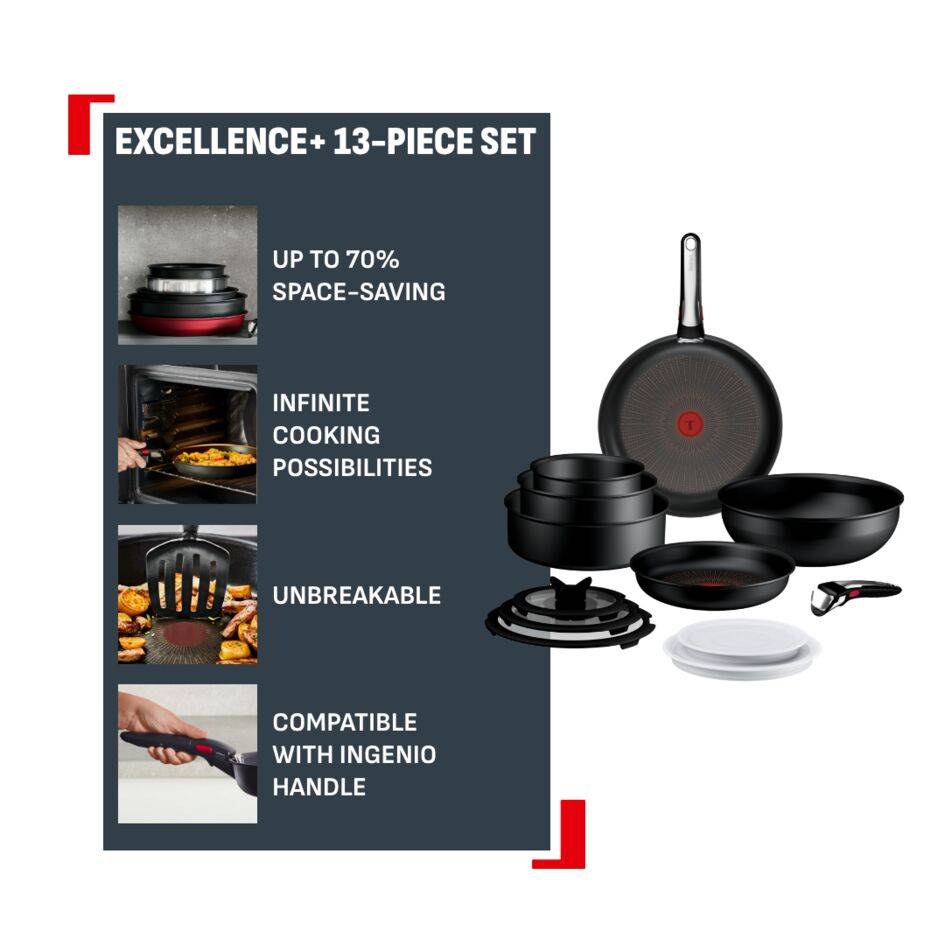 Ingenio Excellence+, Комплект Съдове за Готвене 13 части, Незалепващо Покритие