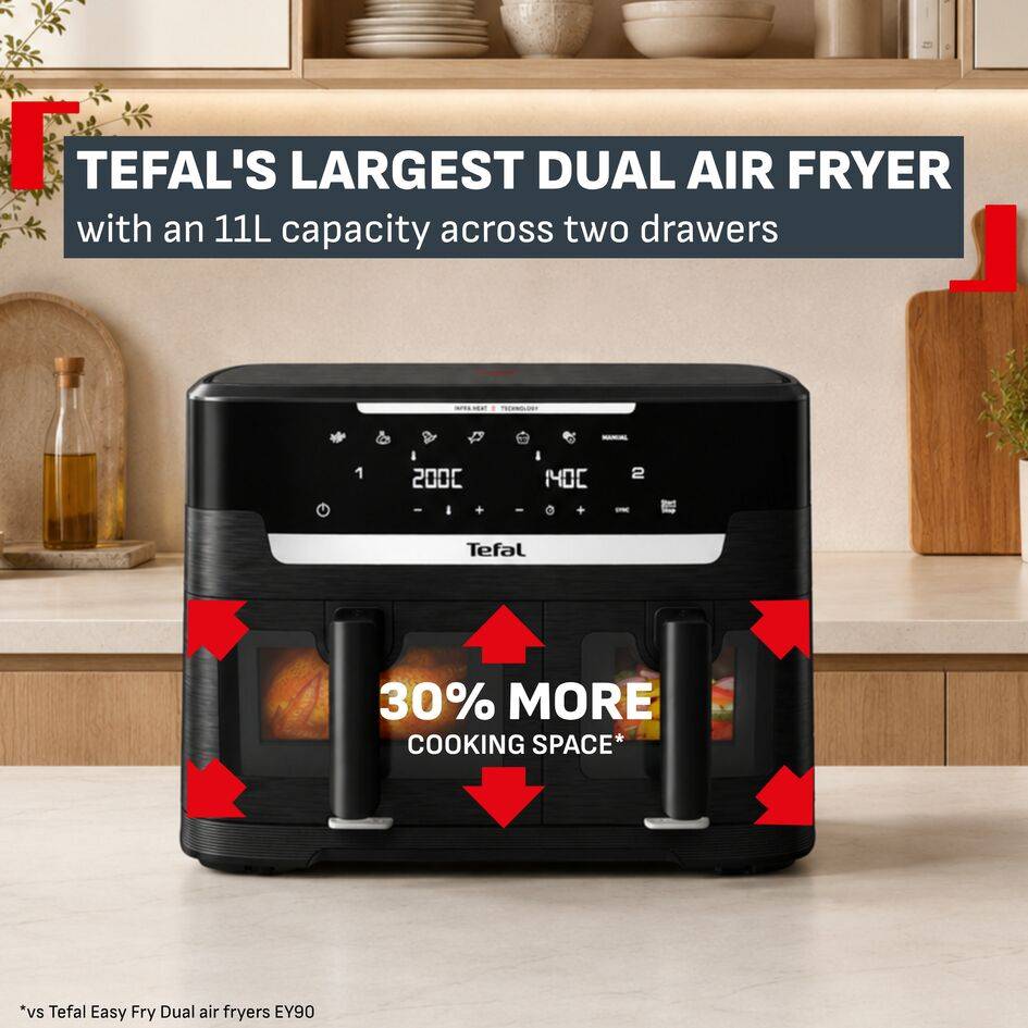 Ever Fry XXL Dual, Двоен уред за готвене с горещ въздух, 11 л вместимост