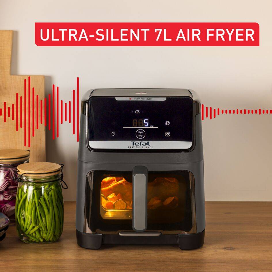 Уред за готвене с горещ въздух Tefal Easy Fry Silence 7L, тих и компактен, със свалящ се преден панел на чекмеджето