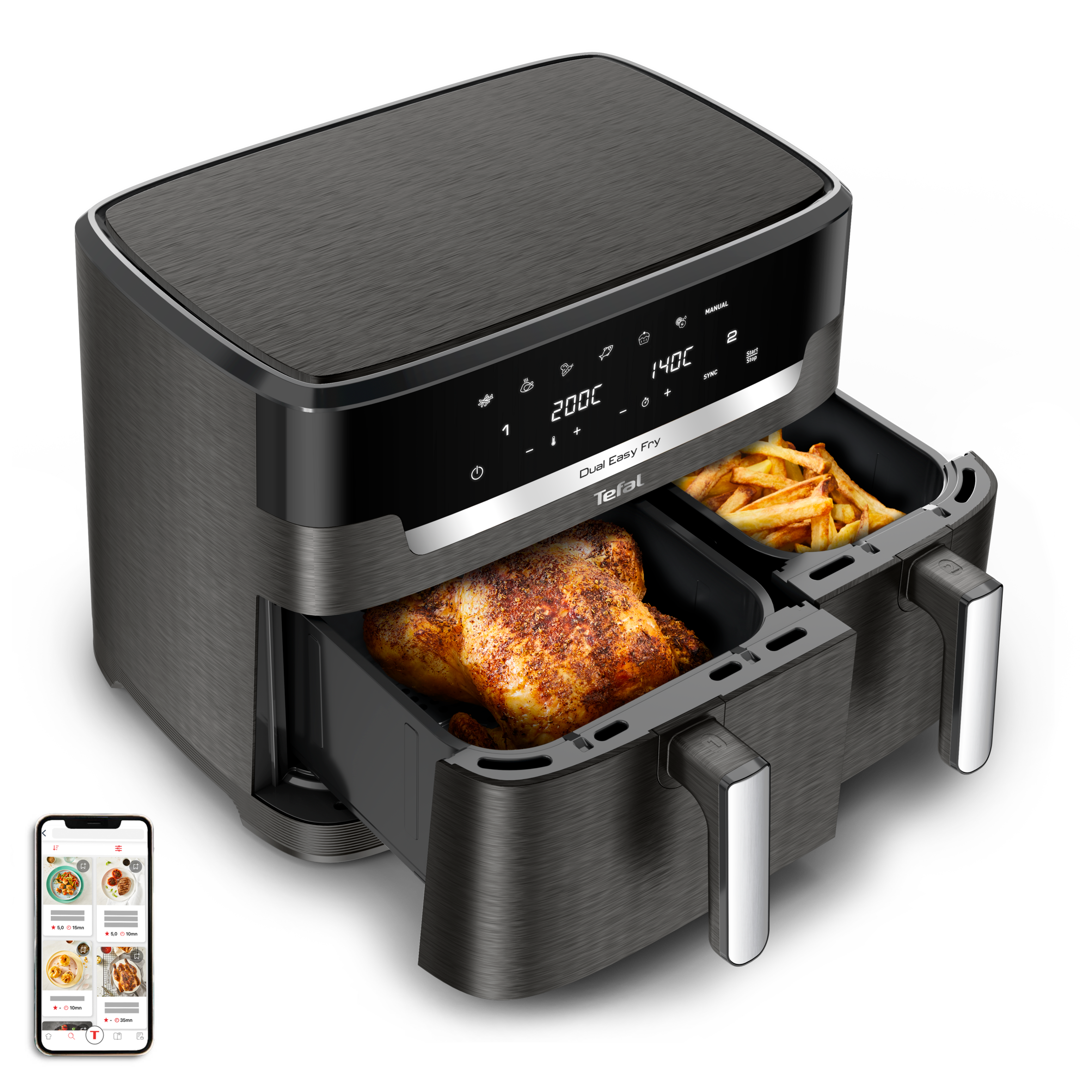 XXL Dual Easy Fry, XXL Dual Air fryer, Synchronized Cooking, 11 L Capacity, +8 people