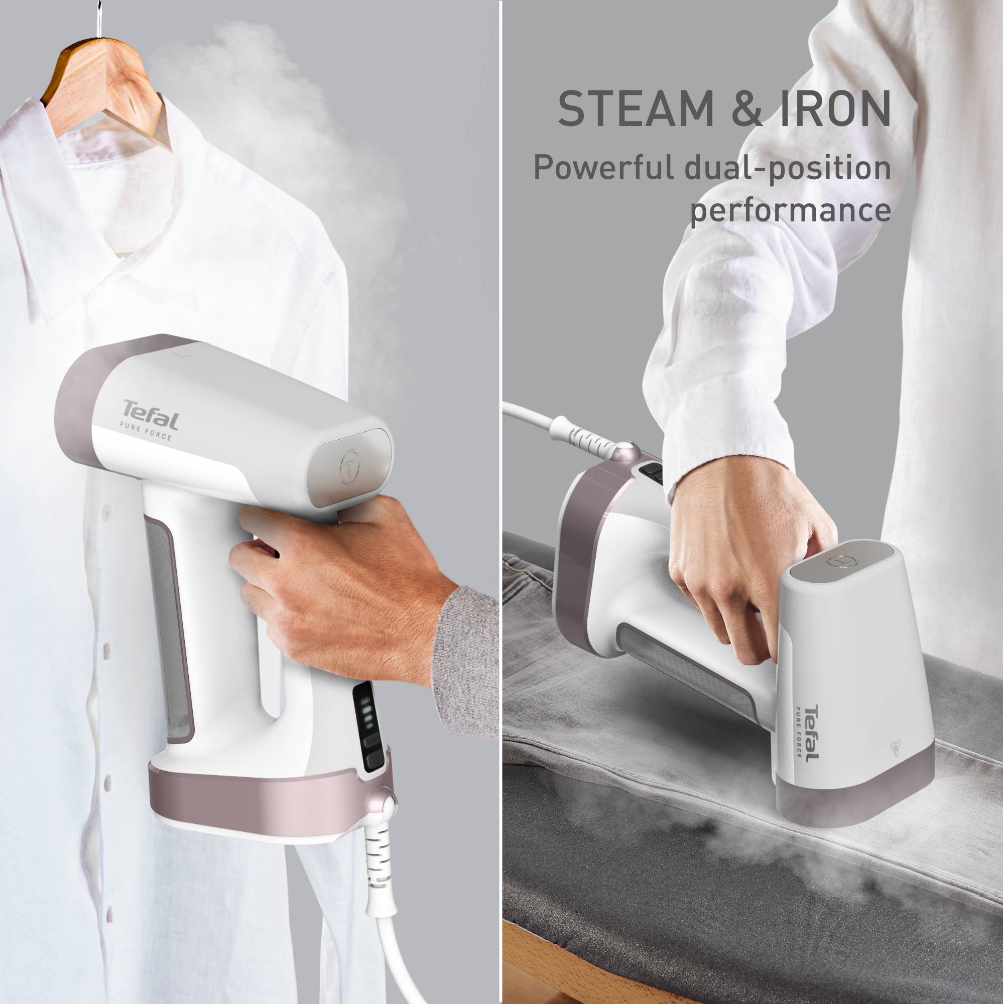 Pure Force, Garment Steamer, 2-in-1 Steaming and Ironing