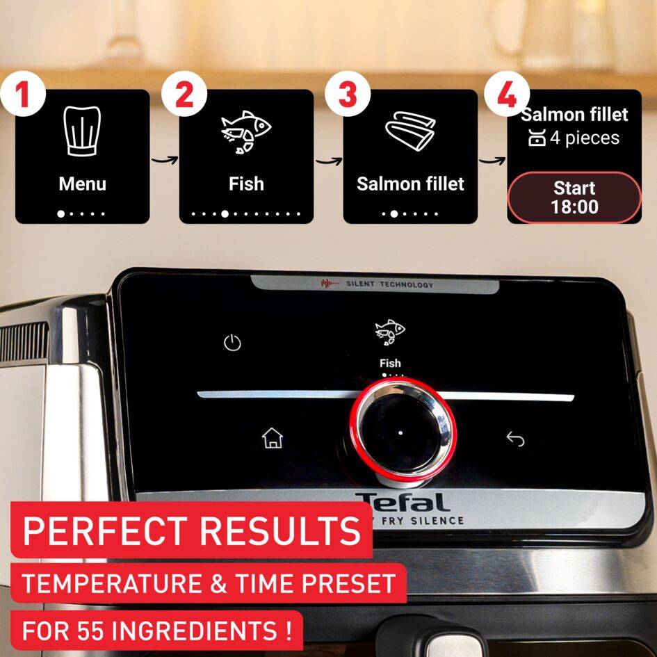 Easy Fry Silence 7L, Уред за готвене с горещ въздух, тих и компактен, подвижен преден панел