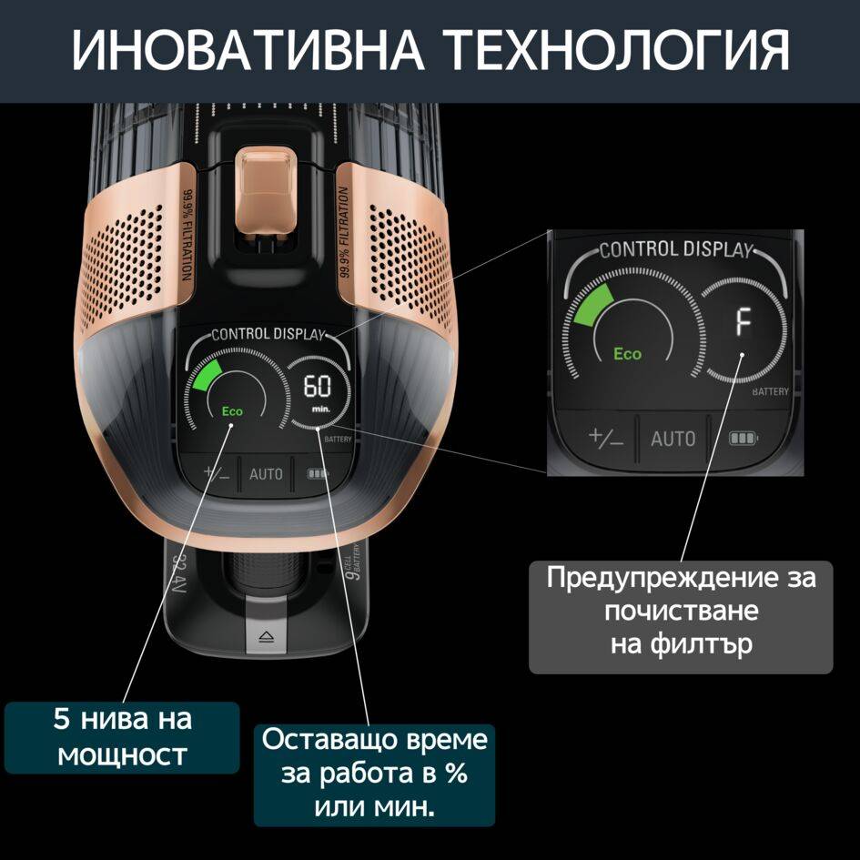 X-Force Flex 15.60 RH99F1, Многофункционална Вертикална Прахосмукачка, до 230 AW*, 1ч 20 мин, 32,4 V