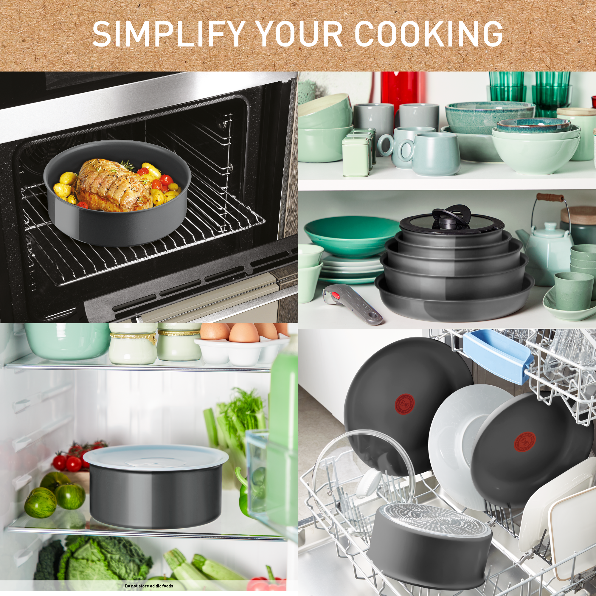 Ingenio Renew, Комплект съдове за готвене, 4 части, керамично покритие