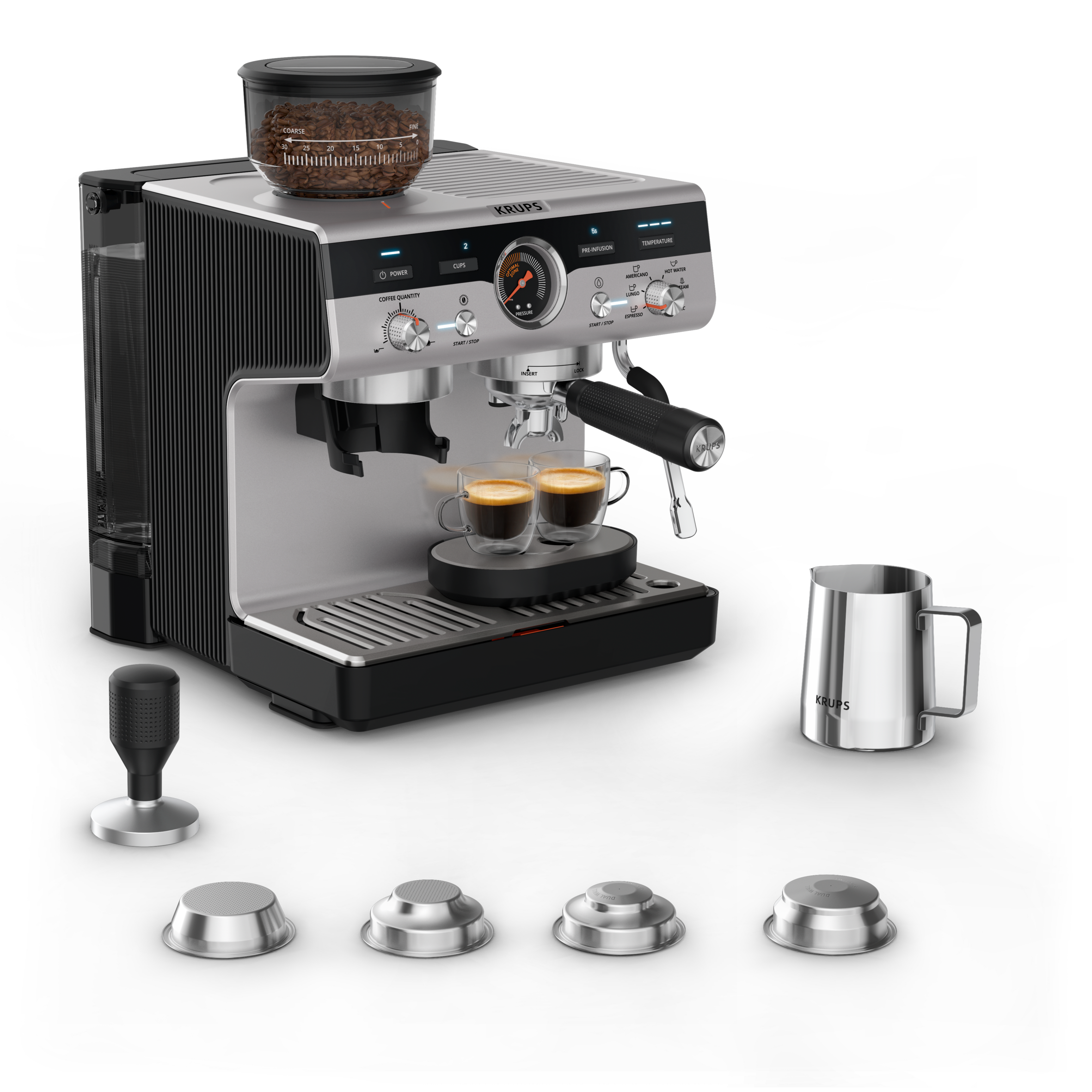 Krups Precision, ръчна еспресо кафемашина с кафемелачка, перфектно еспресо, интуитивен интерфейс