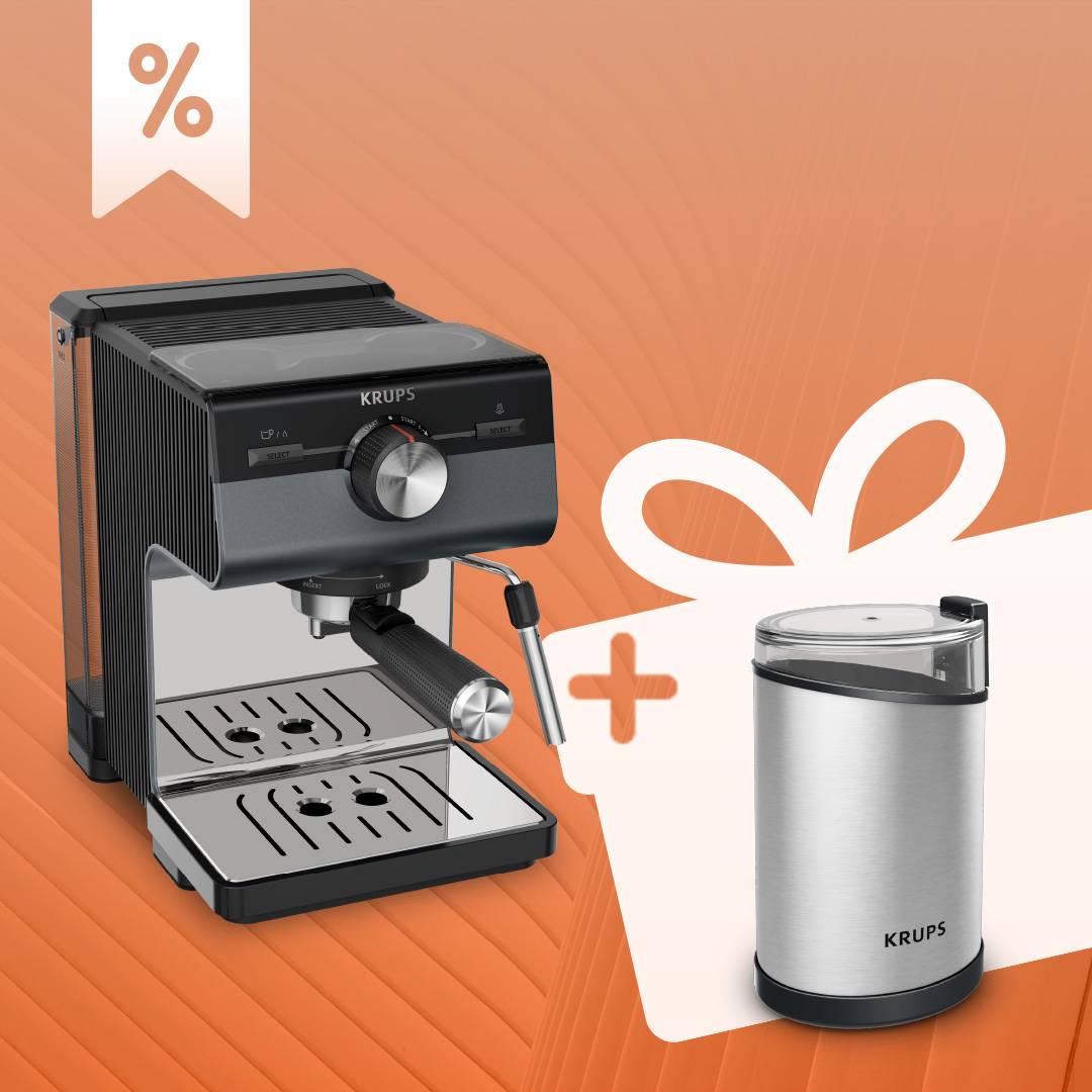 Пакет Ръчна еспресо машина Authentic+ C80, XP384G10 и Кафемелачка Krups GX204D10