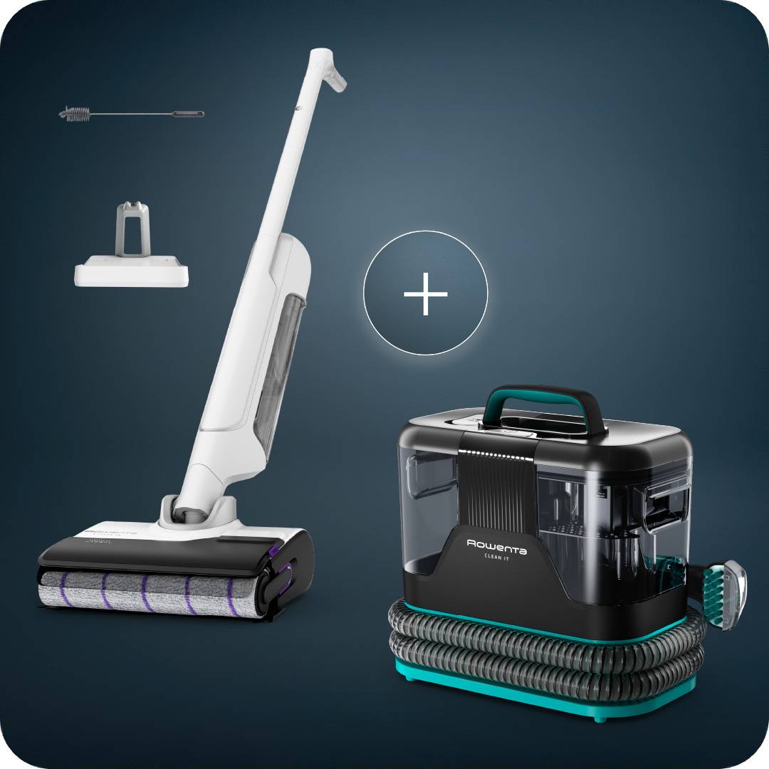 Пакет Безкабелна прахосмукачка за мокро и сухо почистване X-Clean 10 GZ7035WO и Уред за почистване Clean It IN5020F0