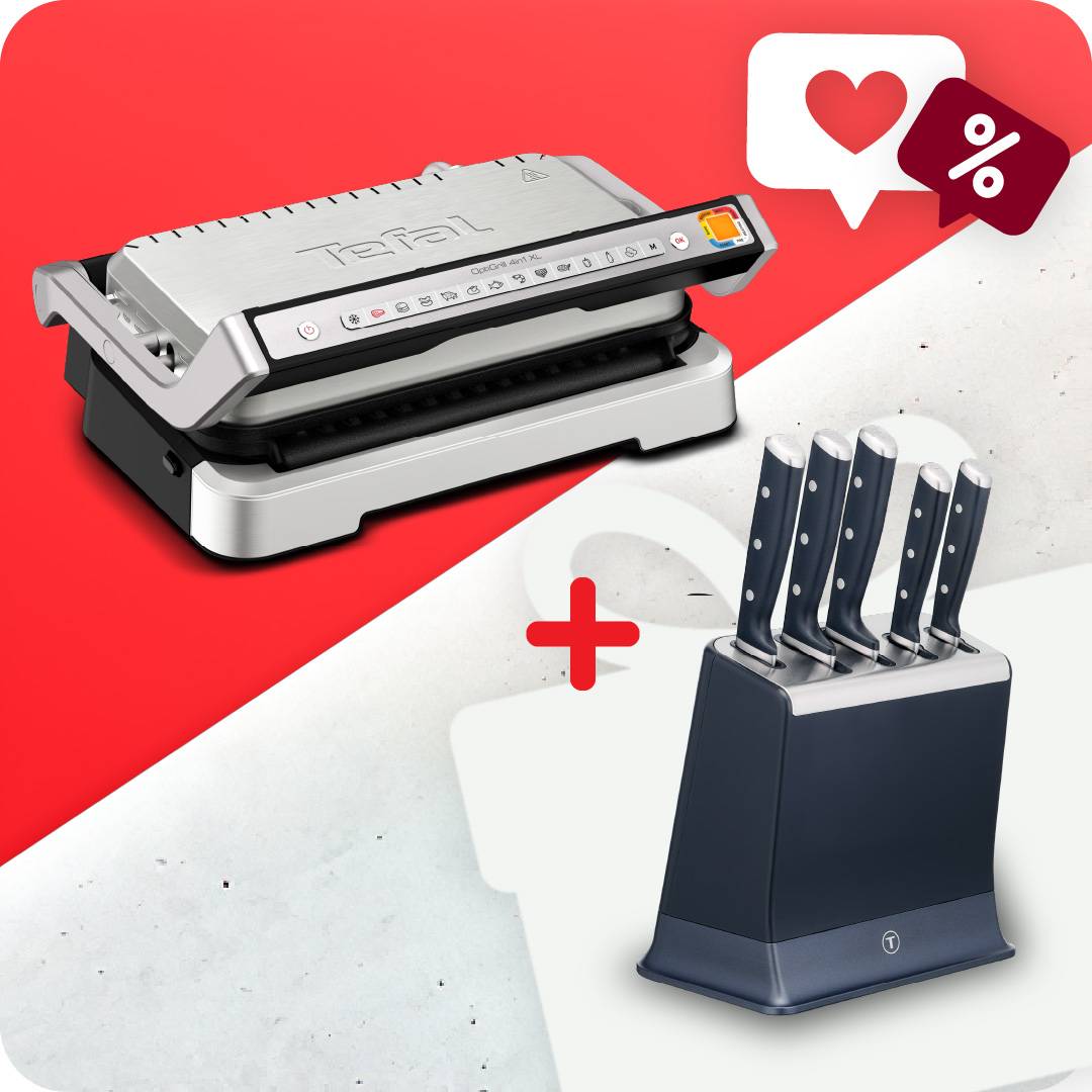 Пакет Интелигентен грил OptiGrill 4in1 GC784D30 XL и Комплект от 5 ножове EverSharp