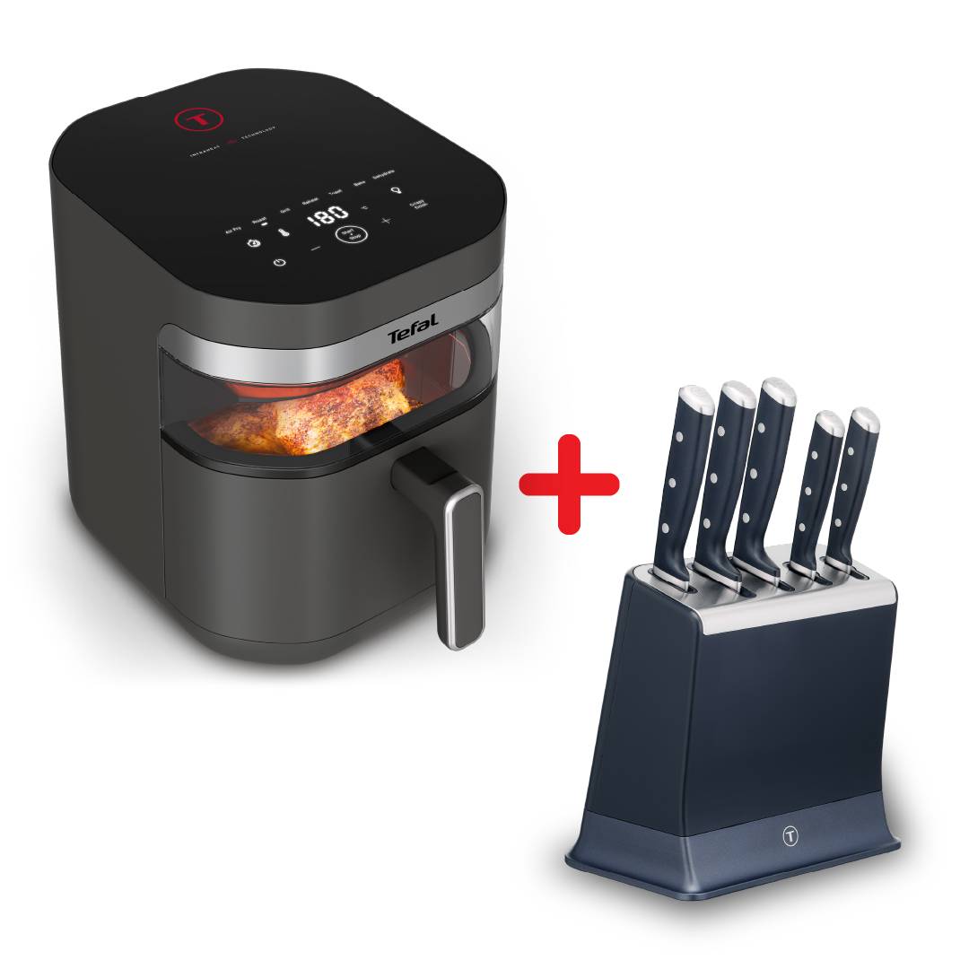 Уред за готвене с горещ въздух, хрупкави ястия Easy Fry Infrared и Комплект ножове EverSharp: 5 ножа с блок за съхранение с вградено точило