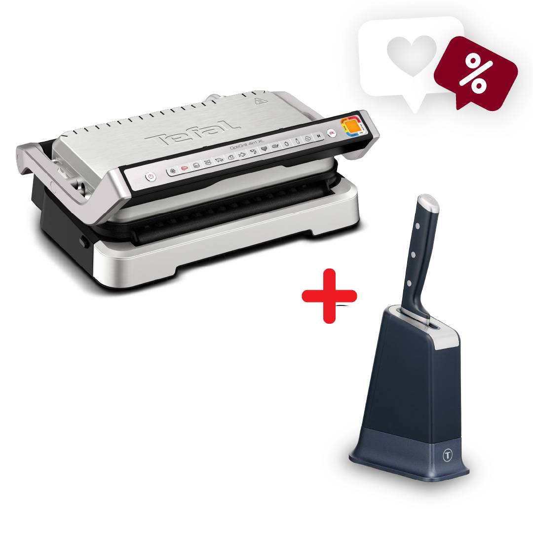 Пакет Интелигентен грил OptiGrill 4in1 GC784D30 XL и Нож с поставка EverSharp и вградено точило