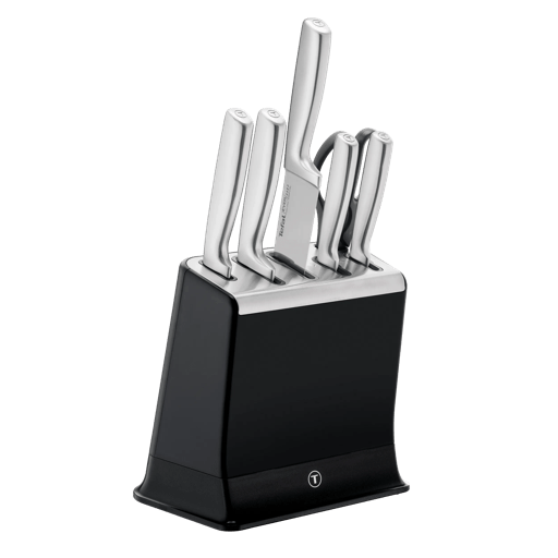 Комплект съдове за готвене Ingenio Emotion 20 ч., стъклен капак и Комплект ножове EverSharp с блок за съхранение с вградено точило, 6 части
